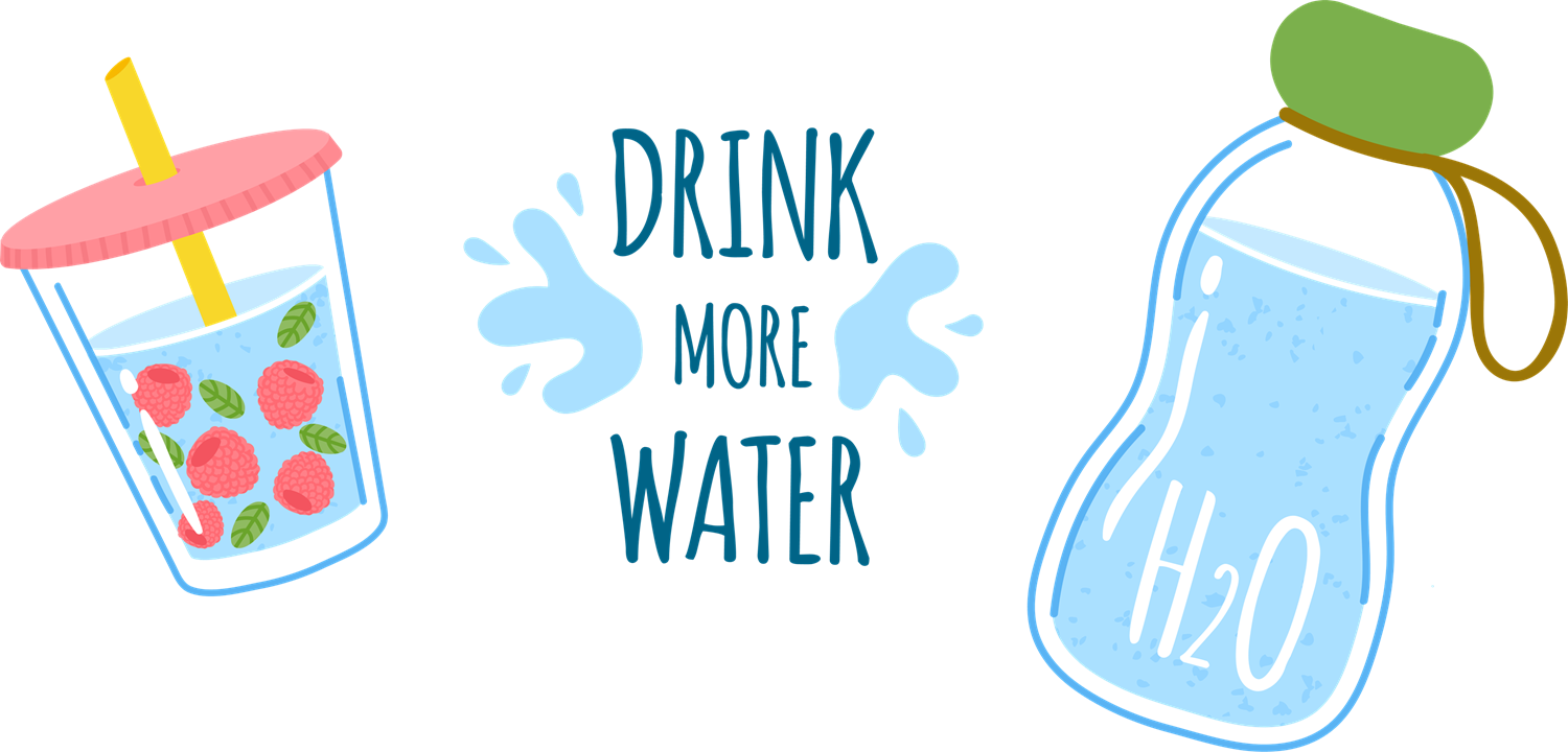 Drink More Water Tumbler with straw and bottle of water