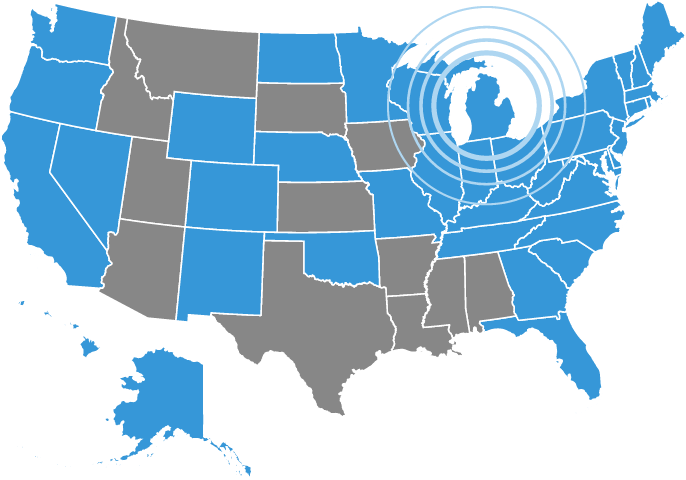 USA map of states using MMH PreK to 12 curriculum