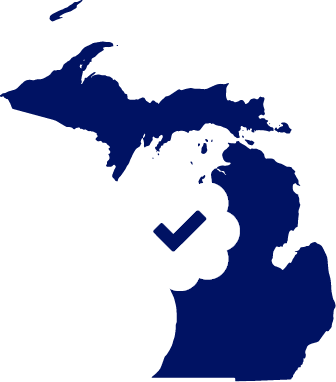 illustration of the State of Michigan map outline indicating that MMH meets State of Michigan Health Education Standards