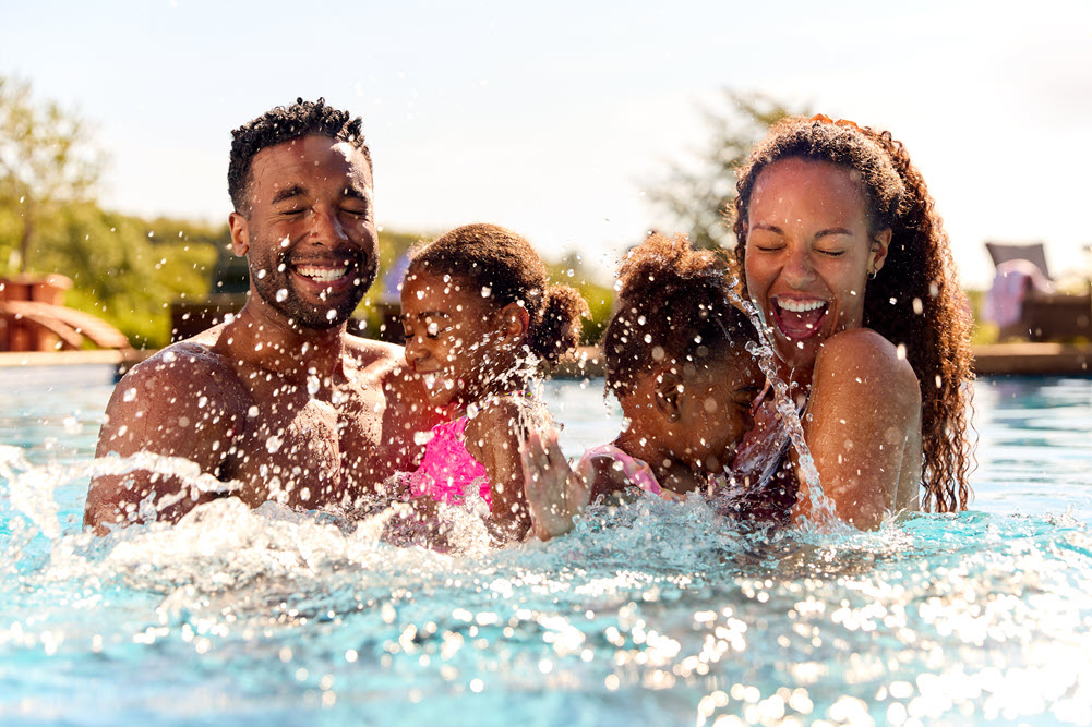 Photo of a family swimming