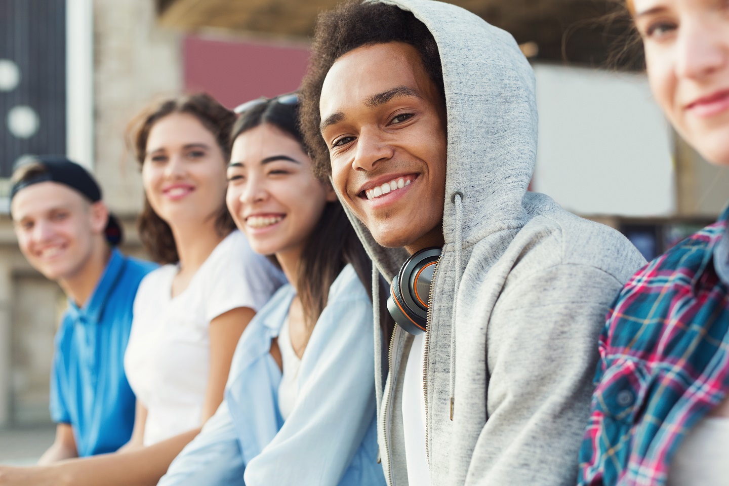 High school students sitting down together