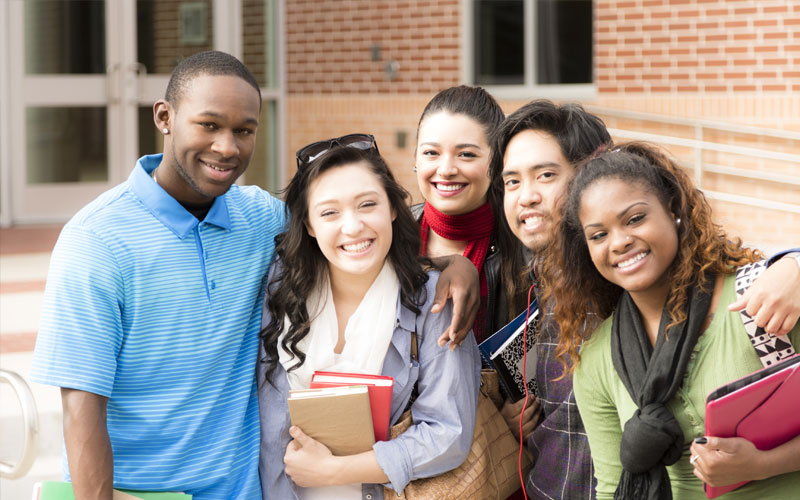 High School kids smiling at the camera