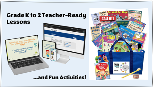 Photo images of online curriculum and materials kit for Grade K-2 Michigan Model for Health